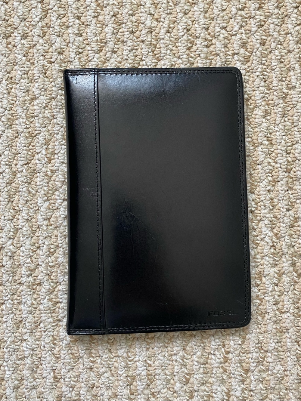 FOSSIL Black Genuine Leather Padfolio Case  6 x 8.5 inches Notepad Cover